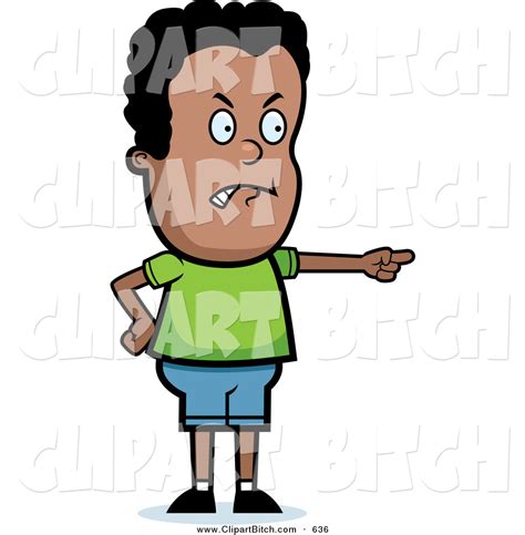 Clip Vector Cartoon Art Of A Mad African Boy Pointing By Cory Thoman