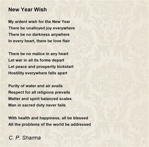 New Year Wish Poem By C P Sharma Poem Hunter