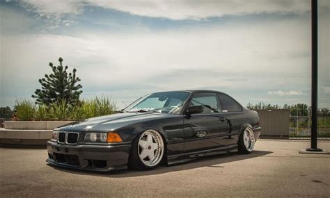 Slammed Black Bmw E36 Coupe On Kerscher New Star Wheels With Images