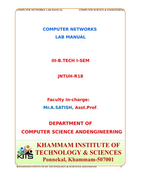 Computer Networks R18 Computer Networks Lab Manual Iii B I Sem Jntuh