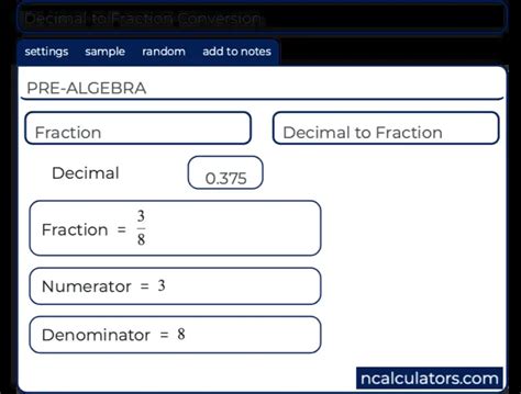Decimal To Fraction Conversion Calculator