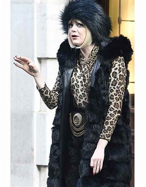 Cruella 2021 Emma Stone Fur Coat Cruella De Vil Sleeveless Coat