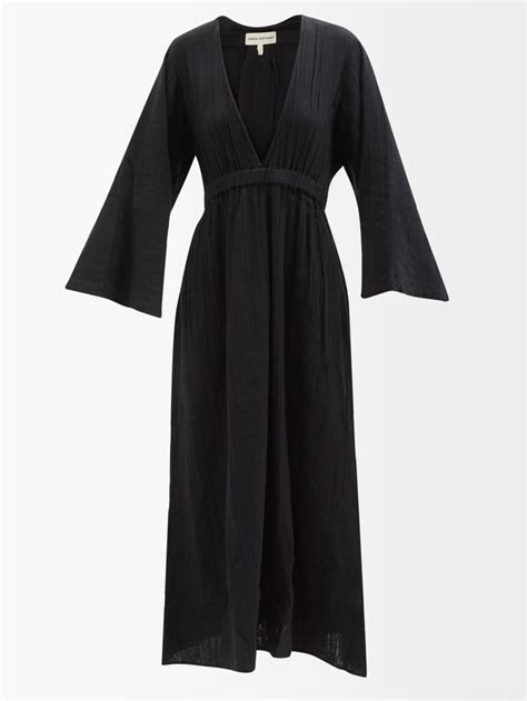 Black Blair Crinkled Organic Cotton Maxi Dress Mara Hoffman Matchesfashion Au