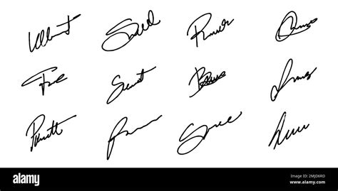 Business Signature Set Vector Collection Handwritten Scribbled