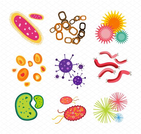 Vector Realista Conjunto Bacterias Iconos Microbio Images