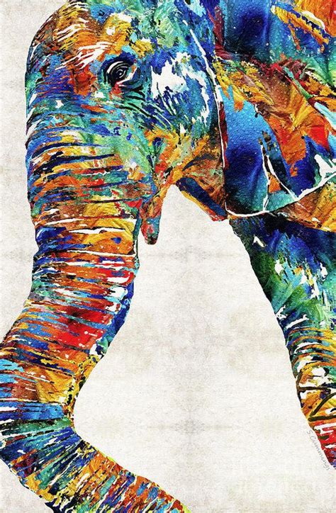 Colorful Elephant Animal Art Print From Painting Kids Africa Etsy