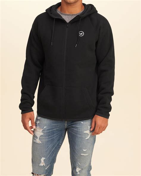 Lyst Hollister Textured Icon Hoodie In Black For Men