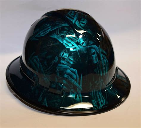 Custom Wide Brim Hard Hat Hydro Dipped In Candy Teal 1 Finger Etsy
