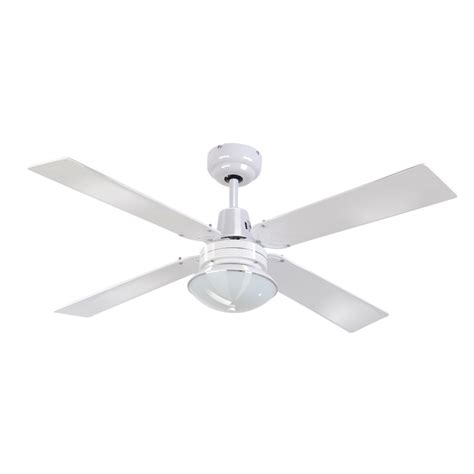Heller White 1200mm 4 Blade Ceiling Fan With Oyster Light And Remote