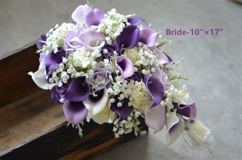 Purple Bridal Bouquets Bridesmaids Bouquets Rustic Silk Bridal