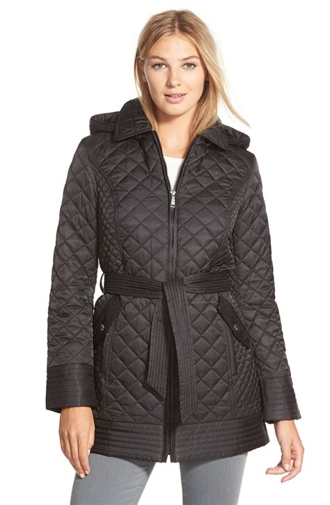 Laundry By Design Belted Hooded Quilted Coat Nordstrom