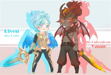Chibi Dawnbringer Riven And Nightbringer Yasuo Wallpapers And Fan Arts