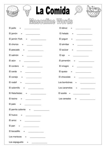 Spanish Food Vocabulary List By Roisin89 Teaching Resources Tes