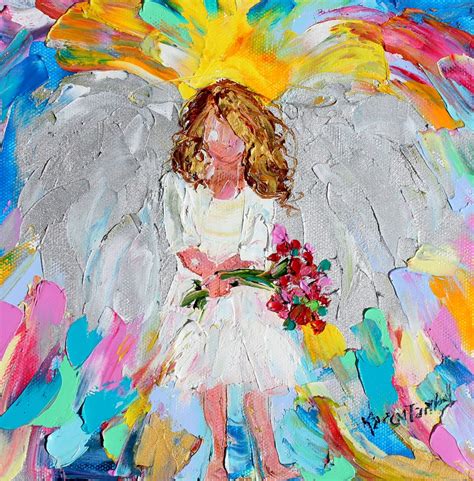 Angel With Flowers Print Made From Image Of Past Painting By Etsy