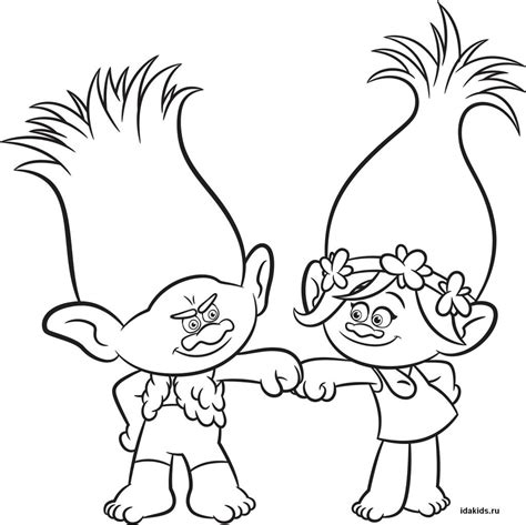 * * * * the optimistic poppy is the princess of the trolls, the main protagonist of the film along with branch coloring page. Coloring Trolls print for free - TOP 20 pictures