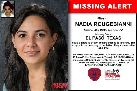 NADIA ROUGEBIANNI, Age Now: 22, Missing: 03/03/1996. Missing From EL