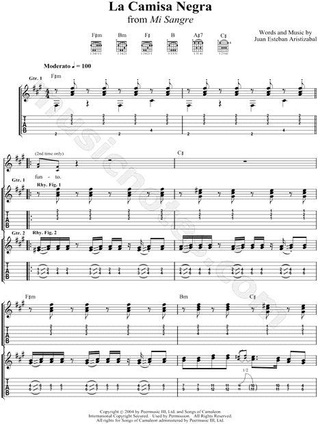 Que tengo la camisa negra y una pena que me duele. La Camisa Negra - Juanes | Guitar tabs, Spanish music