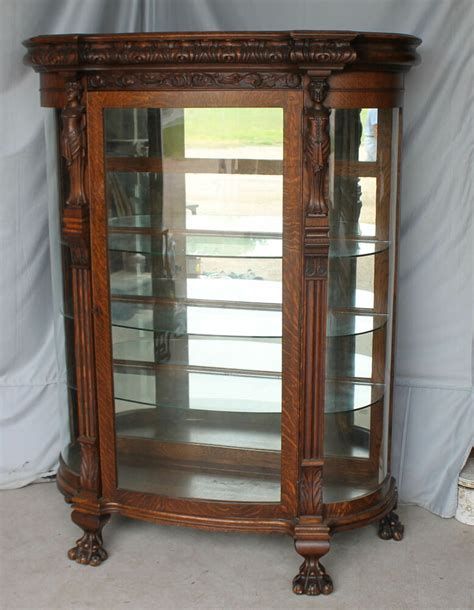 When and how to buy a corner curio cabinet. Antique Oak Curio China Cabinet - Carved ladies - Mirrored ...