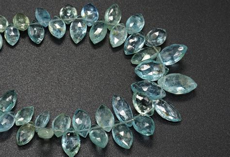 Aquamarine Beads Natural Aquamarine Faceted Marquise Beads Etsy