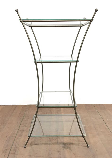 Lot Contemporary 4 Tier Metal And Glass Display Stand