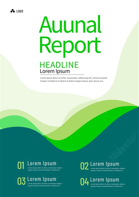 Annual Report Cover Featuring A Green Line Word Template And Google