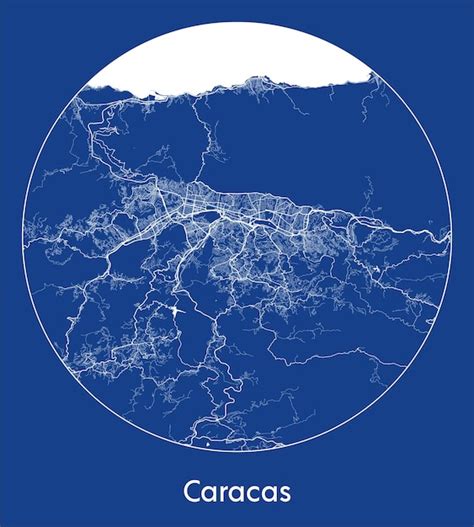 Premium Vector City Map Caracas Venezuela South America Blue Print