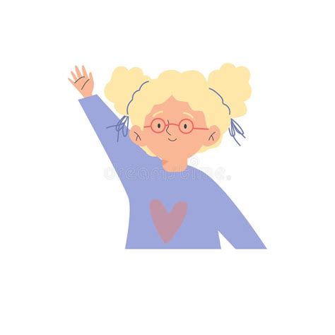 girl waving hand in greeting friendly gesture flat vector illustration isolated stock vector