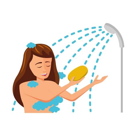 Flat Design Of Cartoon Character Of Woman Take A Shower 5415019 Vector Art At Vecteezy