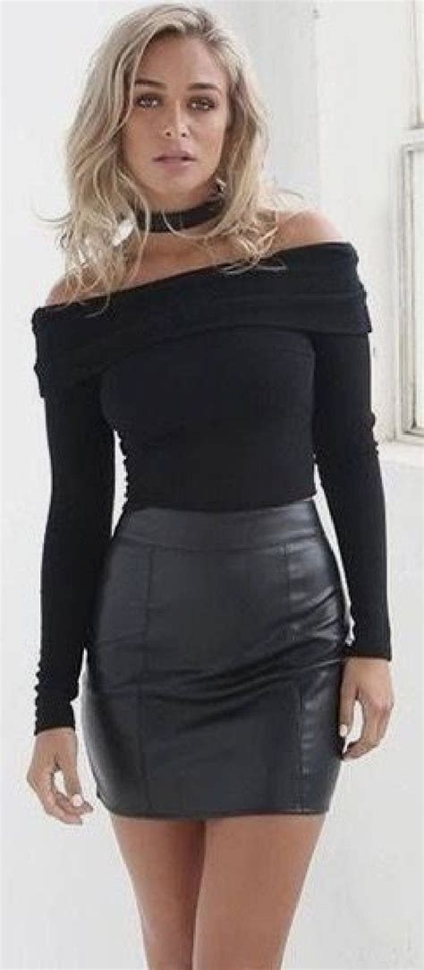 black leather skirt outfit ideas