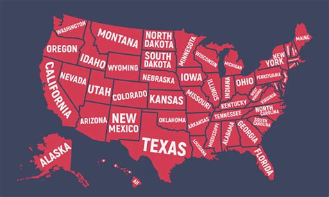 United States Of America Map Poster Map Of Usa With State Names ...
