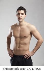 Sports Man Posing Half Naked On Stock Photo 177174026 Shutterstock