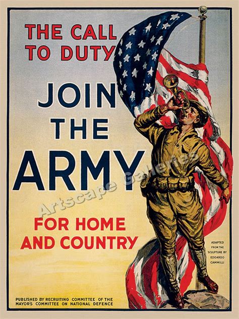 Join The Army The Call To Duty Wwi Poster 18x24 Ebay