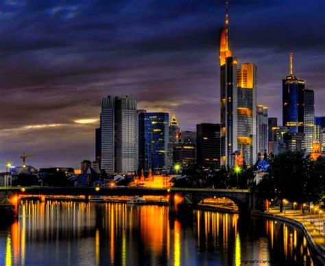 Frankfurt City Skyline Night Wallpaper High Definitions Wallpapers