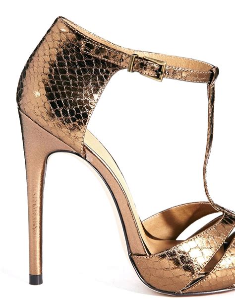 asos practiced high heels in bronze metallic lyst