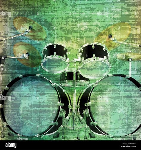 Abstract Music Grunge Vintage Sound Background Drum Kit Vector
