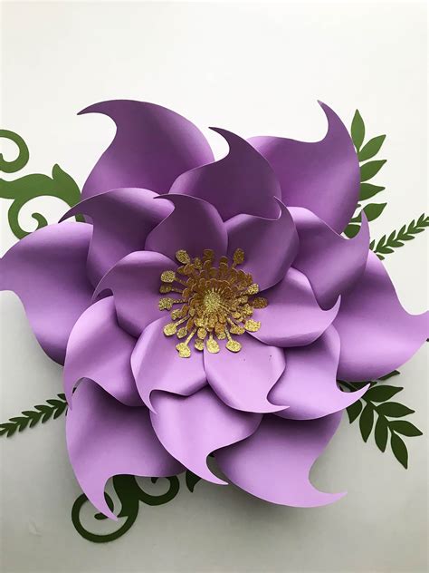 Pdf Petal 9 Paper Flowers Template With Base And Flat Center Digital Version Printable Trace And