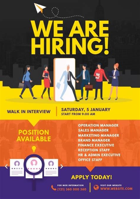 Job Vacancy Flyer Hiring Poster Recruitment Poster Design Job Fair