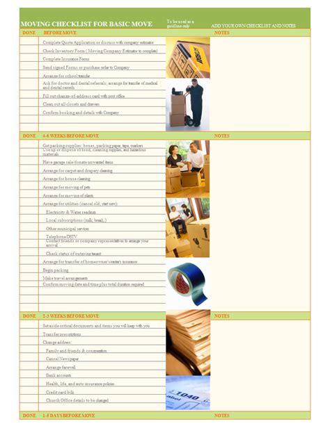 Printable Moving House Checklist Templates At