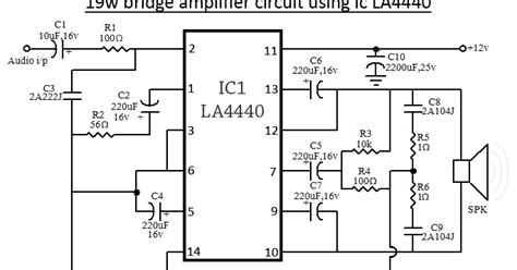 Powerful bridge amplifier using la4440 ic with volume treble bass (diy). LA4440 Bridge Amplifier Wiring diagram Schematic | Loublet Schematic