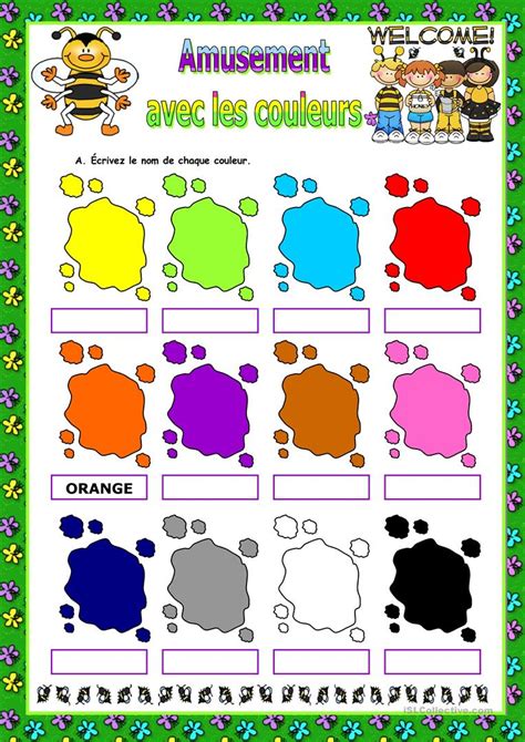 Les couleurs Français Fle Fiches Pedagogiques Kindergarten Learning Kindergarten Worksheets