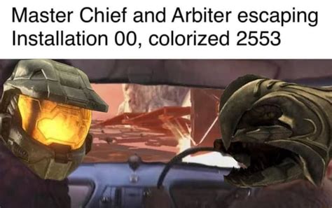 Master Chief And Arbiter Escaping Installation 00 Colorized 2553 Ifunny