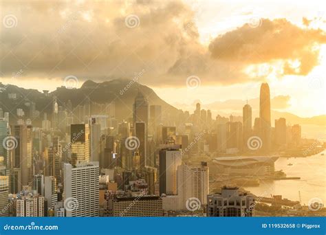 Cityscape Skyline At Sunset In Hong Kong Editorial Stock Photo Image