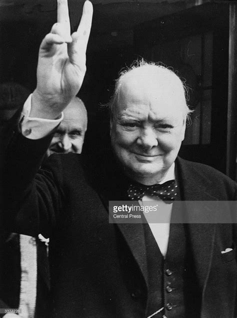 British Prime Minister Winston Churchill 1874 1965 Giving His Famous Wartime V Sign At Dover