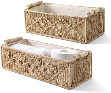 Macrame Storage Baskets Boho Decor Box Handmade In 2022 Storage