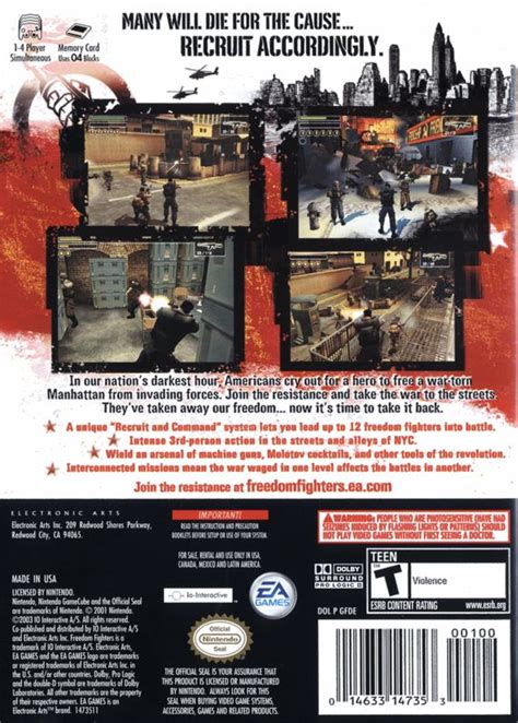 Freedom Fighters 2003 Gamecube Box Cover Art Mobygames