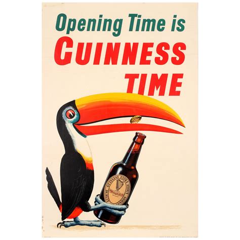 Original Vintage Opening Time Is Guinness Time Drink Poster Iconic