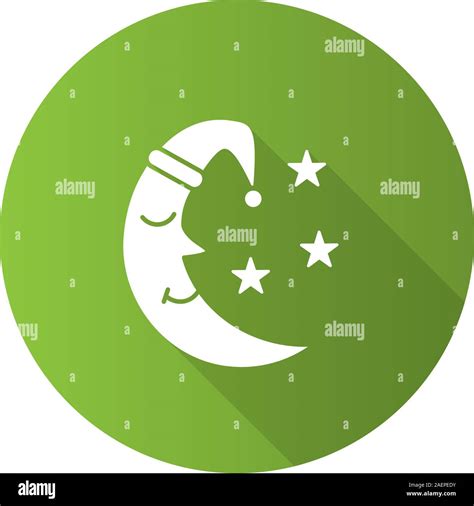 Moon With Stars Flat Design Long Shadow Glyph Icon Bedtime Vector