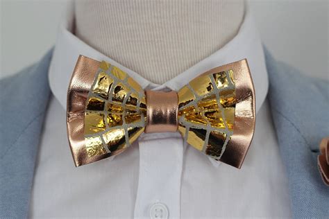 Rose Gold And Burgundy Leather Bow Tie For Menboys Rose Gold Wedding