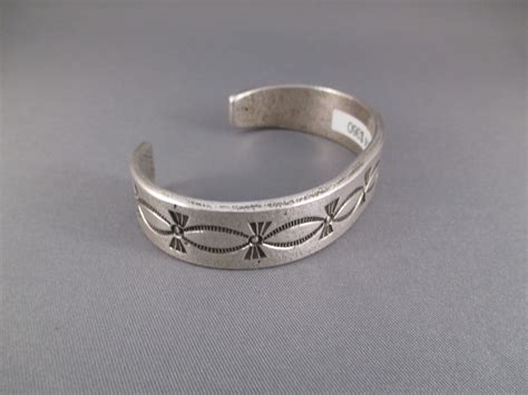 Sterling Silver Cuff Bracelet By Native American Navajo Indian Jewelry