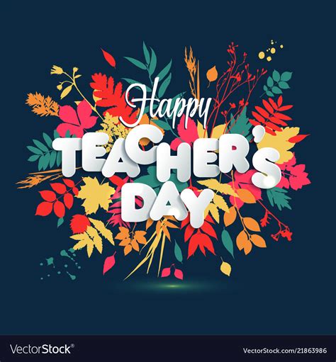 Happy Teacher S Day Layout Design With Volume Vector Image